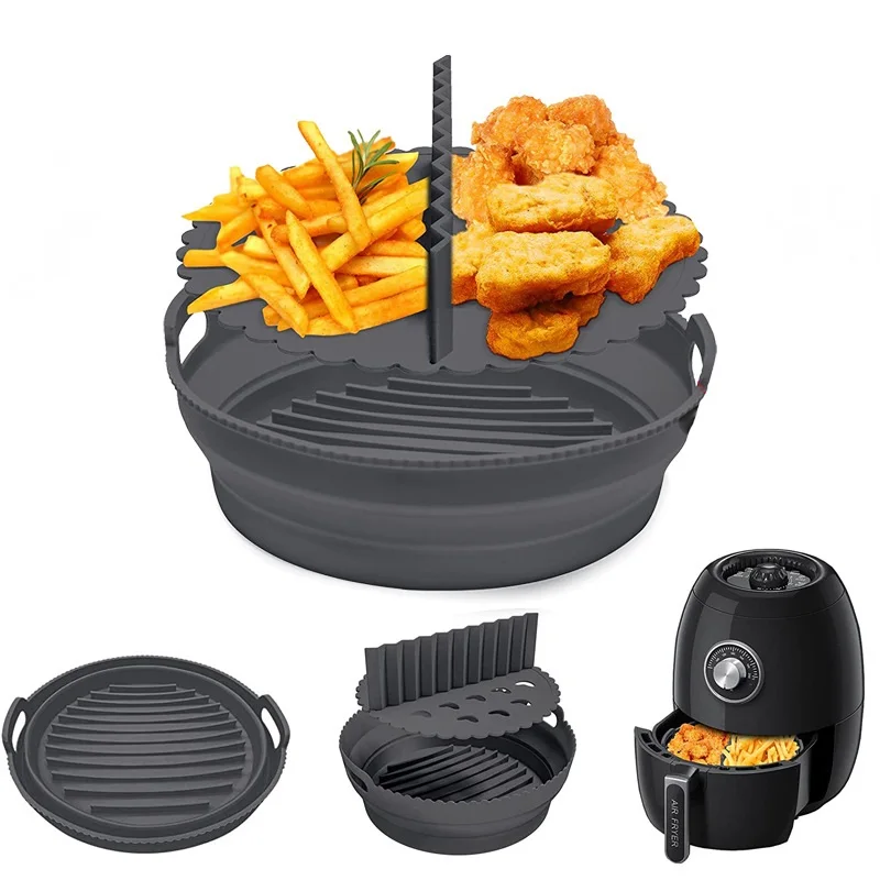 Air Fryer Baking Tray Silicone Pot Reusable AirFryer Silicone Basket Mat Pot Round Replacemen Grill Pan Accessories
Air Fryer Baking Tray Silicone Pot Reusable AirFryer Silicone Basket Mat Pot Round Replacemen Grill Pan Accessories