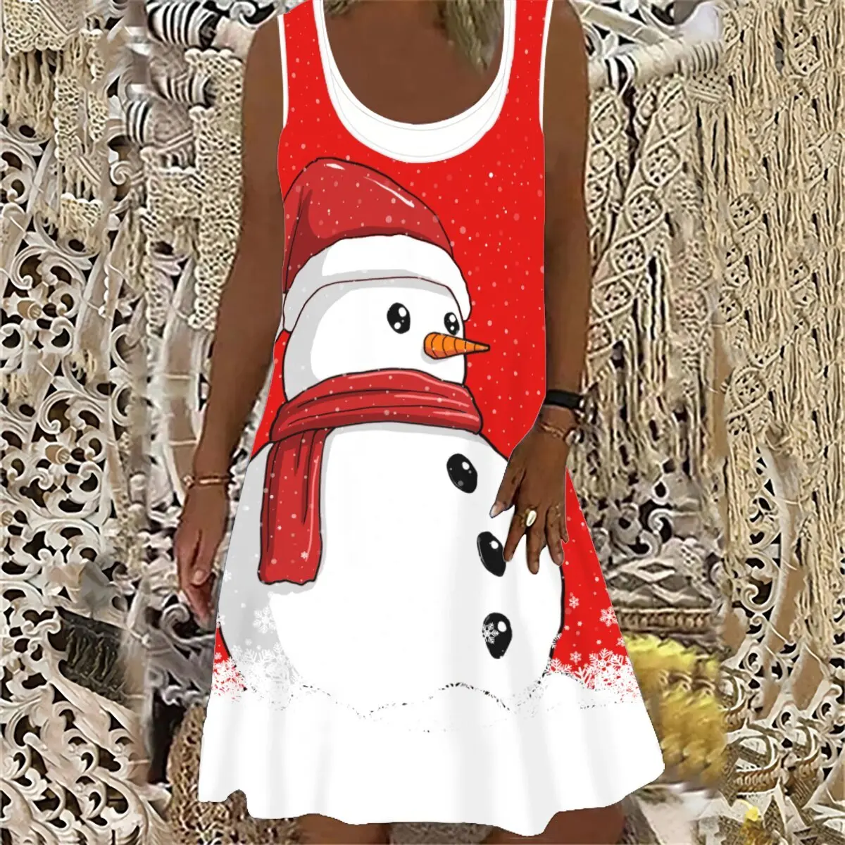 Женская летняя одежда, женское повседневное свободное платье без рукавов с круглым вырезом и рождественским принтом
Женская летняя одежда, женское повседневное свободное платье без рукавов с круглым вырезом и рождественским принтом
