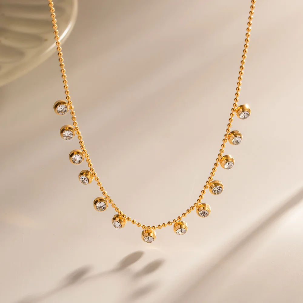 Fashion Stainless Steel Round Tassel Zircon Pendant Necklace Women Stylish 18k Gold Color Plated Trendy Jewelry
Fashion Stainless Steel Round Tassel Zircon Pendant Necklace Women Stylish 18k Gold Color Plated Trendy Jewelry