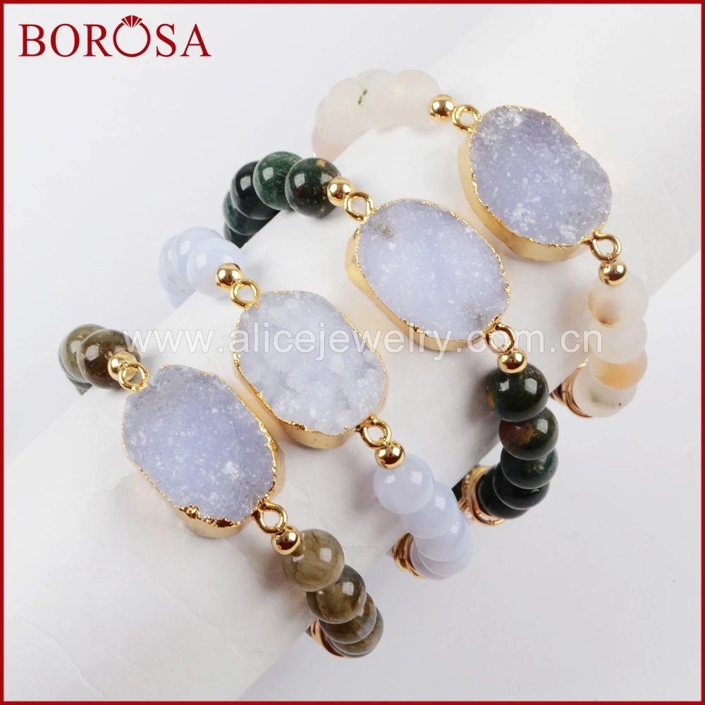 BOROSA 5 шт. натуральная Друза золотого цвета с 8 мм драгоценными камнями, браслеты, лабрадорит, агат, разнообразные браслеты, ювелирные изделия
BOROSA 5 шт. натуральная Друза золотого цвета с 8 мм драгоценными камнями, браслеты, лабрадорит, агат, разнообразные браслеты, ювелирные изделия