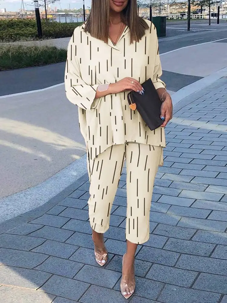 Full Sleeve O-Neck High Low Blouse ZANZEA Summer Stripe Printed Matching Sets Casual Holiday Side Slit Pant Suit Tracksuits
Full Sleeve O-Neck High Low Blouse ZANZEA Summer Stripe Printed Matching Sets Casual Holiday Side Slit Pant Suit Tracksuits