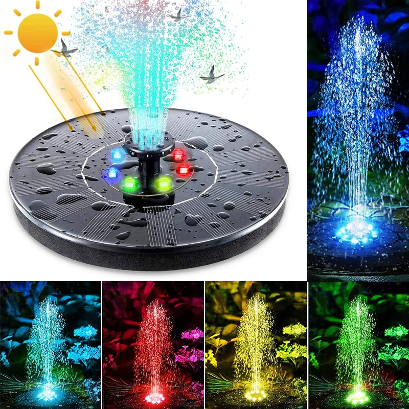 

Round Solar Fountain Bird Bath Fontaine Solaire Pool Pond Fuente De Agua Floating Water Pump Garden Decoration Outdoor No Light