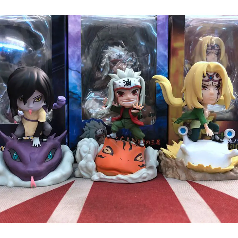 

10Cm Anime NARUTO Orochimaru Jiraiya Tsunade Wooden kaiwaiiAnime Figure Leaves Ninja Village Action Figures Toys PVC Modle Gift