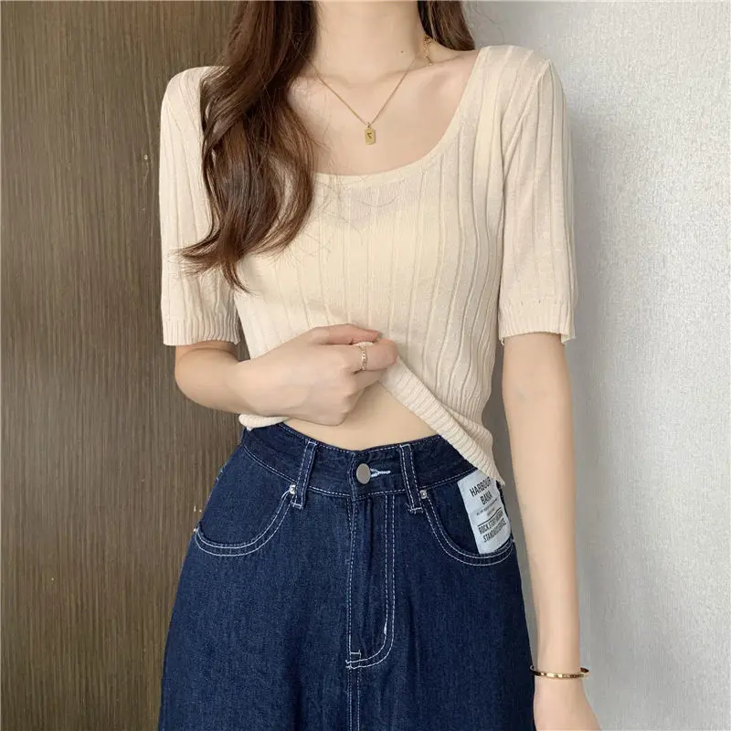 Knit White Crop Top Women Summer Casual T Shirt Basic Sexy Streetwear Black Short Sleeve Tops
Knit White Crop Top Women Summer Casual T Shirt Basic Sexy Streetwear Black Short Sleeve Tops