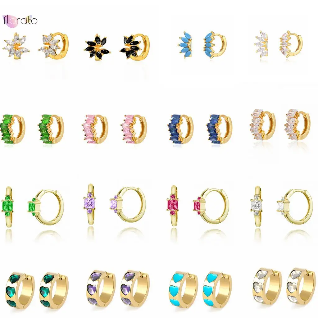 925 Sterling Silver Needle Pave Colorful Crystal Multiple Styles Round Hoop Earrings for Women Cute Heart Huggie Earring Jewelry
925 Sterling Silver Needle Pave Colorful Crystal Multiple Styles Round Hoop Earrings for Women Cute Heart Huggie Earring Jewelry