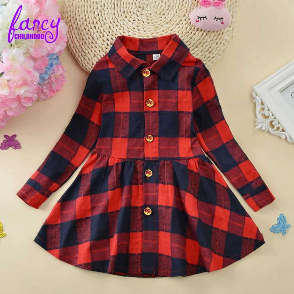 2 To 10 Years Children Spring Clothing Long Sleeve Girls Dresses Fall Black and Red Plaid Dress Button Up Kids Clothes
2 To 10 Years Children Spring Clothing Long Sleeve Girls Dresses Fall Black and Red Plaid Dress Button Up Kids Clothes