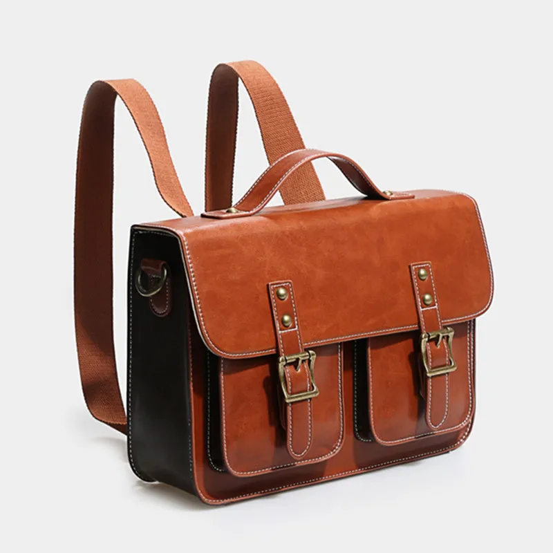 

Genuine Leather Men Handbags Women's Backpack Shoulder Crossbody Bag 14”Laptop Bag Ol Messenger Bags Satchel Computer Briefcase