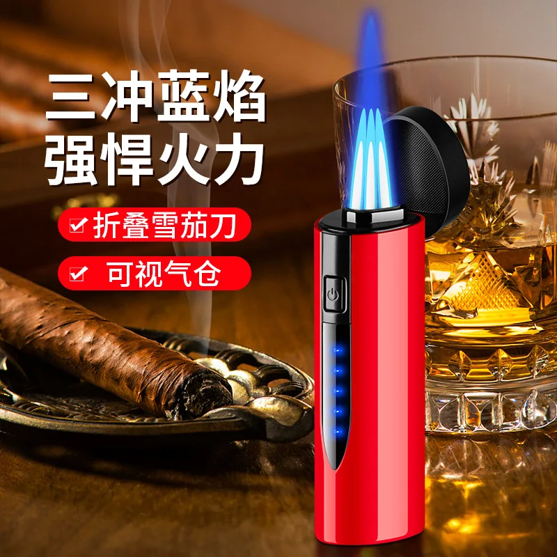 Visible Gas Three Jet Torch Type Electric Quantity Display Induction Lighters Windproof Cigarette Sets Collection Play Gifts
Visible Gas Three Jet Torch Type Electric Quantity Display Induction Lighters Windproof Cigarette Sets Collection Play Gifts