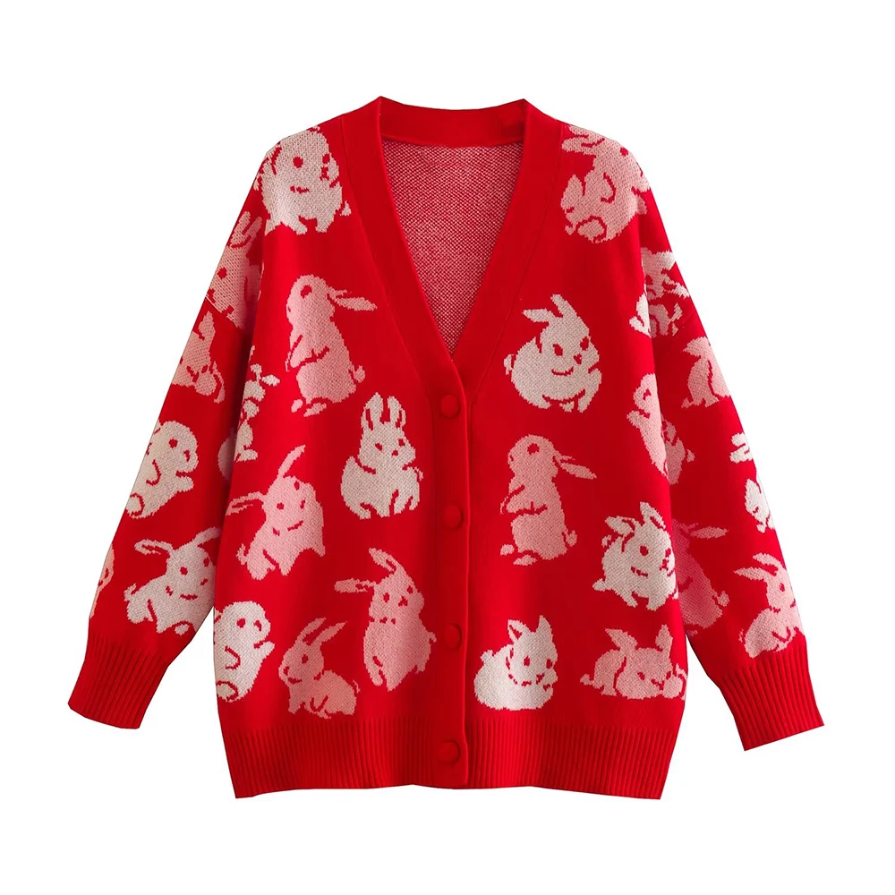 PB&ZA Women Cardigans Rabbit Print Knitted Sweater Coat Single Breasted Long Sleeve Top Loose Female Clothing Knitwear 9598503
PB&ZA Women Cardigans Rabbit Print Knitted Sweater Coat Single Breasted Long Sleeve Top Loose Female Clothing Knitwear 9598503
