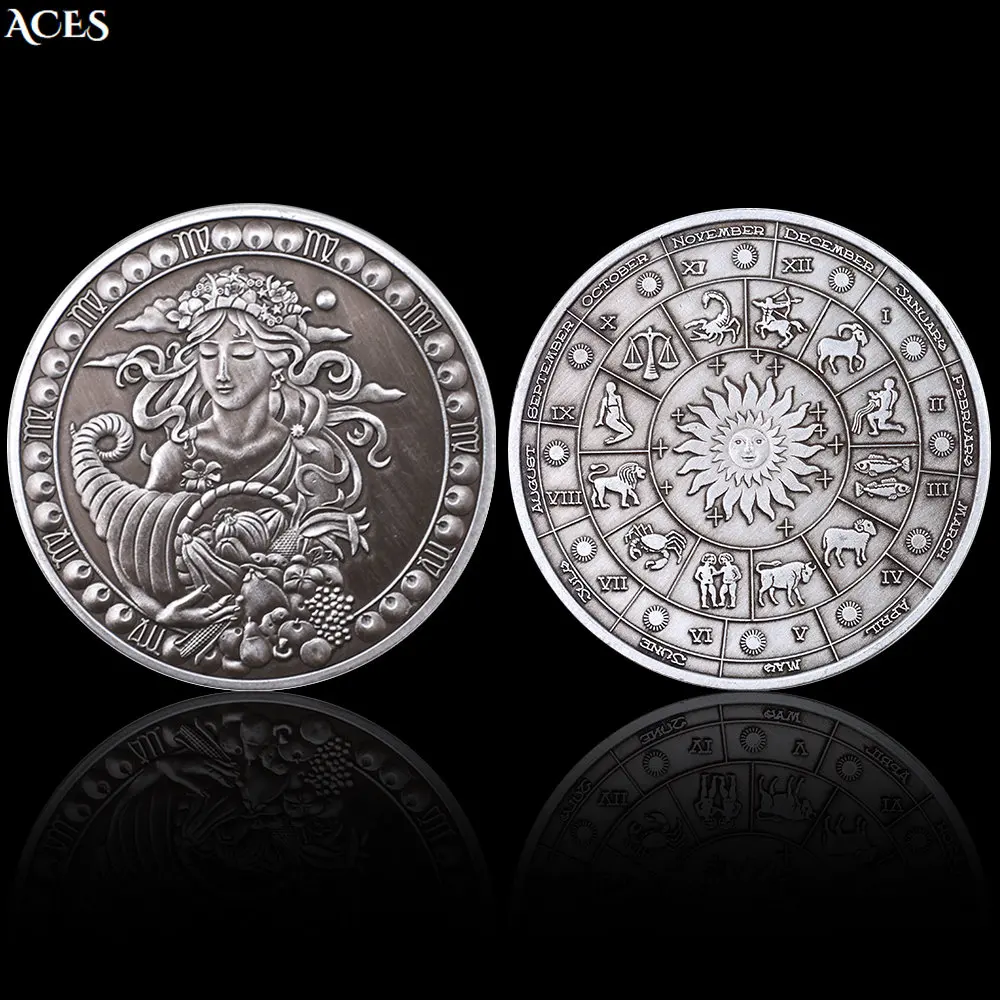 Virgo Coin Collectibles Twelve Constellations Zodiac Coin Desktop Metal Ornament Home Decor Festival Gift
Virgo Coin Collectibles Twelve Constellations Zodiac Coin Desktop Metal Ornament Home Decor Festival Gift