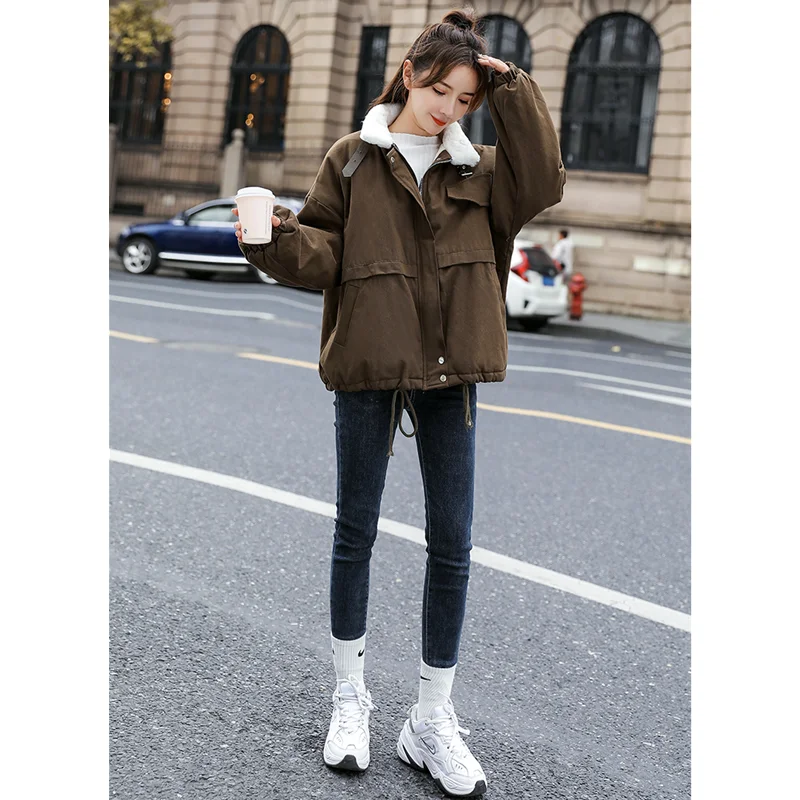 

Женская модная новинка 2022, стильное цветное свободное Ковбойское пальто из овечьей шерсти, удобная темпераментная зимняя одежда с подкладкой