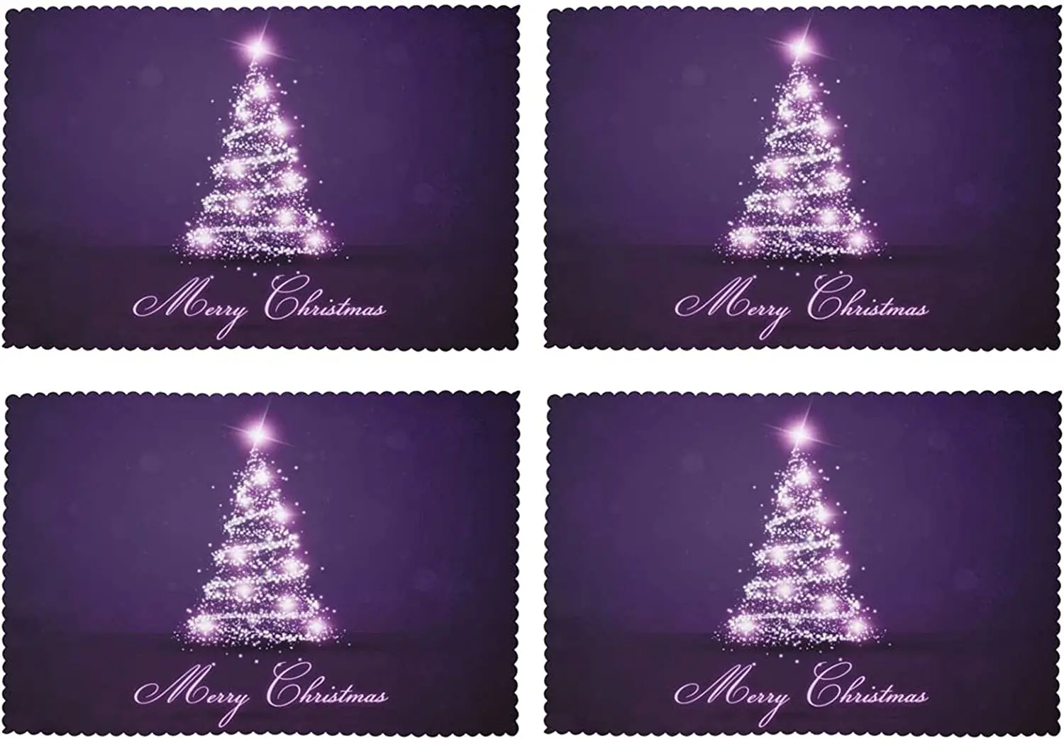 

Christmas Tree Placemats Set of 4 Purple Star 12x18 In Washable Heat Resistant Table Place Mats Rectangle for Kitchen Dining