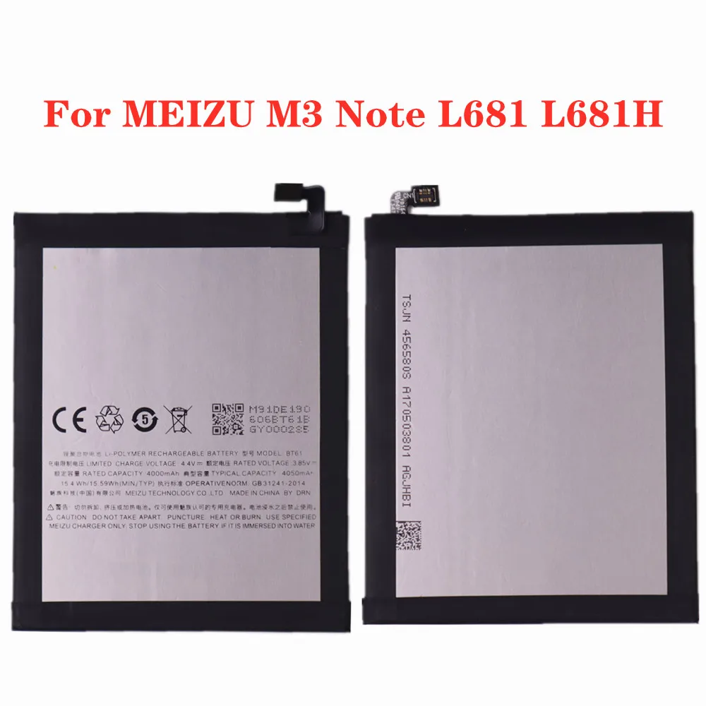 NEW BT61 Battery For MEIZU M3 Note Note3 L681 L681h M681 M681h Mobile Phone 4000mAh High Quality
NEW BT61 Battery For MEIZU M3 Note Note3 L681 L681h M681 M681h Mobile Phone 4000mAh High Quality