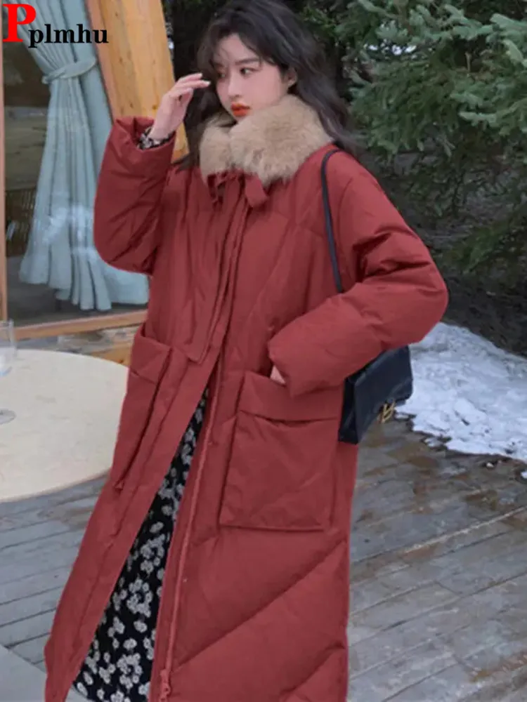 

Толстая пуховая хлопковая длинная парка с капюшоном из искусственного меха Chaqueta корейские женские парки повседневные мешковатые зимние пальто новая куртка
