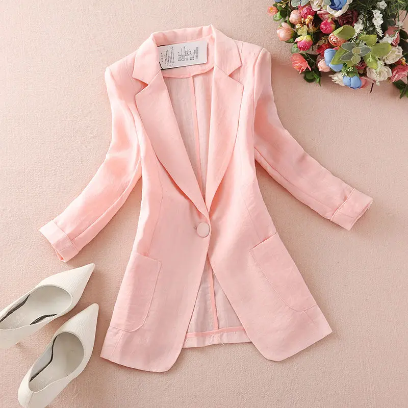 Spring Summer Women's Suit Jacket Commuter Thin Linen Single Button Casual Loose Cotton and Linen Small Suit Jacket Women E209
Spring Summer Women's Suit Jacket Commuter Thin Linen Single Button Casual Loose Cotton and Linen Small Suit Jacket Women E209