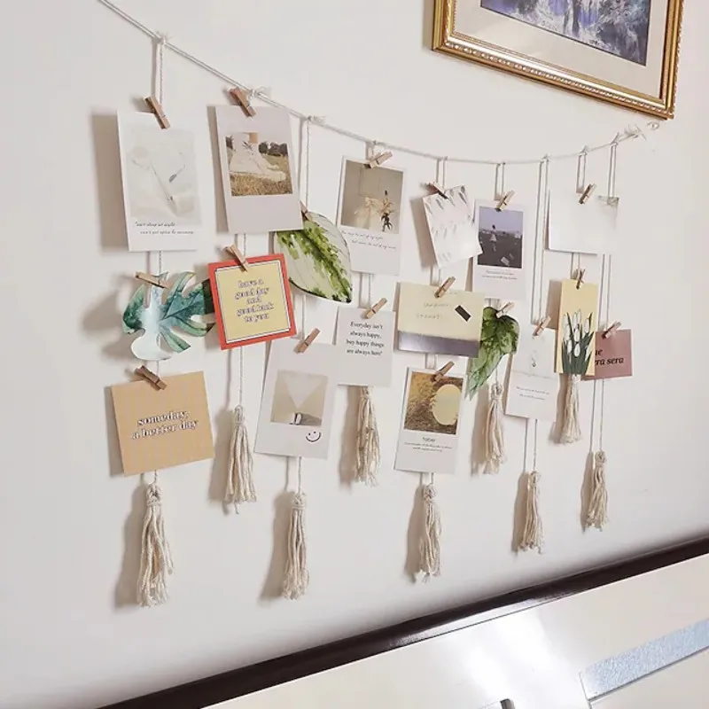 Rope Wall Decor Dormitory Gift Bedroom Picture DIY Home Office Tassels Living Room Display Hanging With Clips Photo Frame Set
Rope Wall Decor Dormitory Gift Bedroom Picture DIY Home Office Tassels Living Room Display Hanging With Clips Photo Frame Set