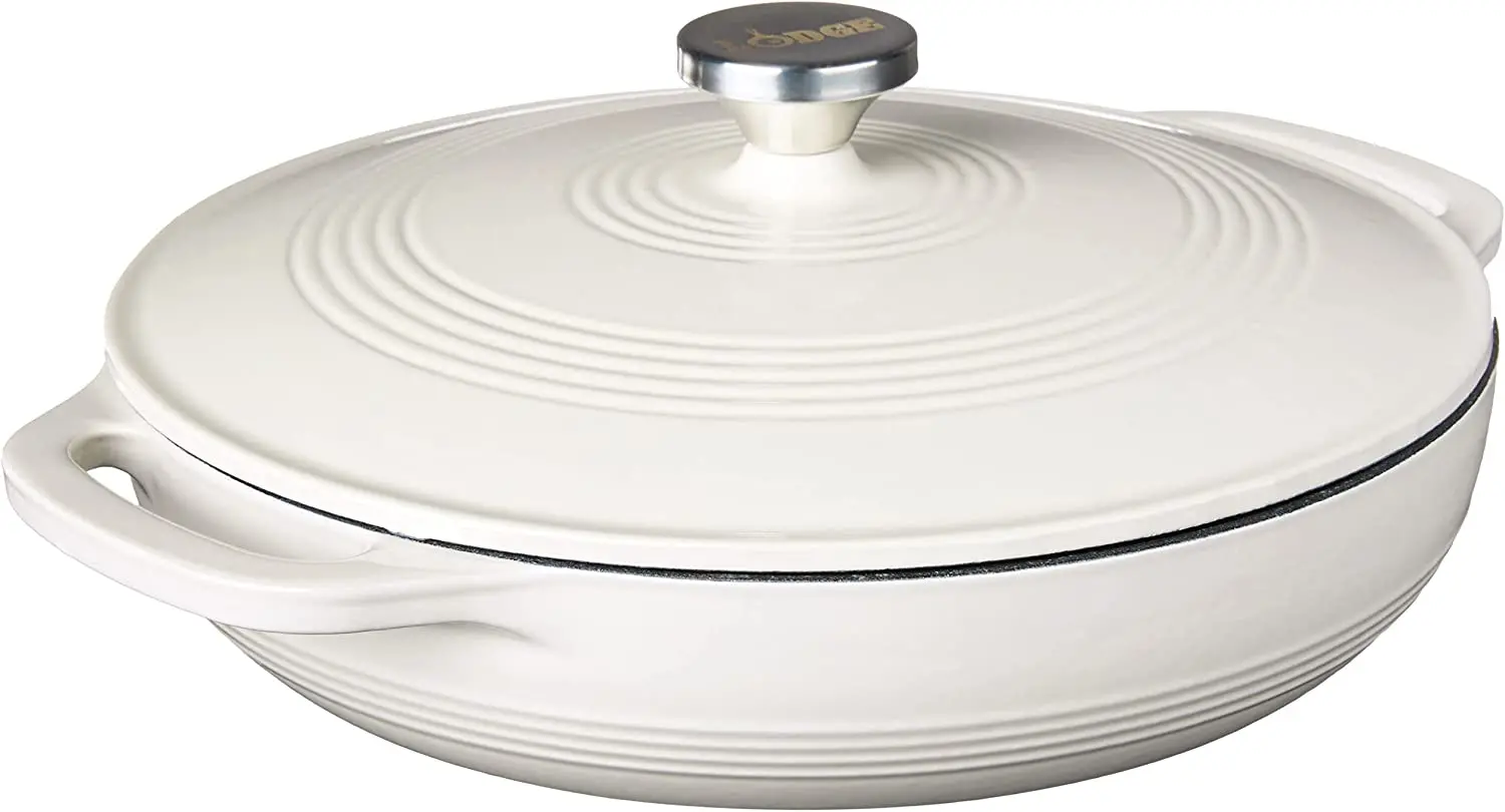 Enameled Cast Iron Casserole With Steel Knob and Loop Handles, 3.6 Quart, Oyster White
Enameled Cast Iron Casserole With Steel Knob and Loop Handles, 3.6 Quart, Oyster White
