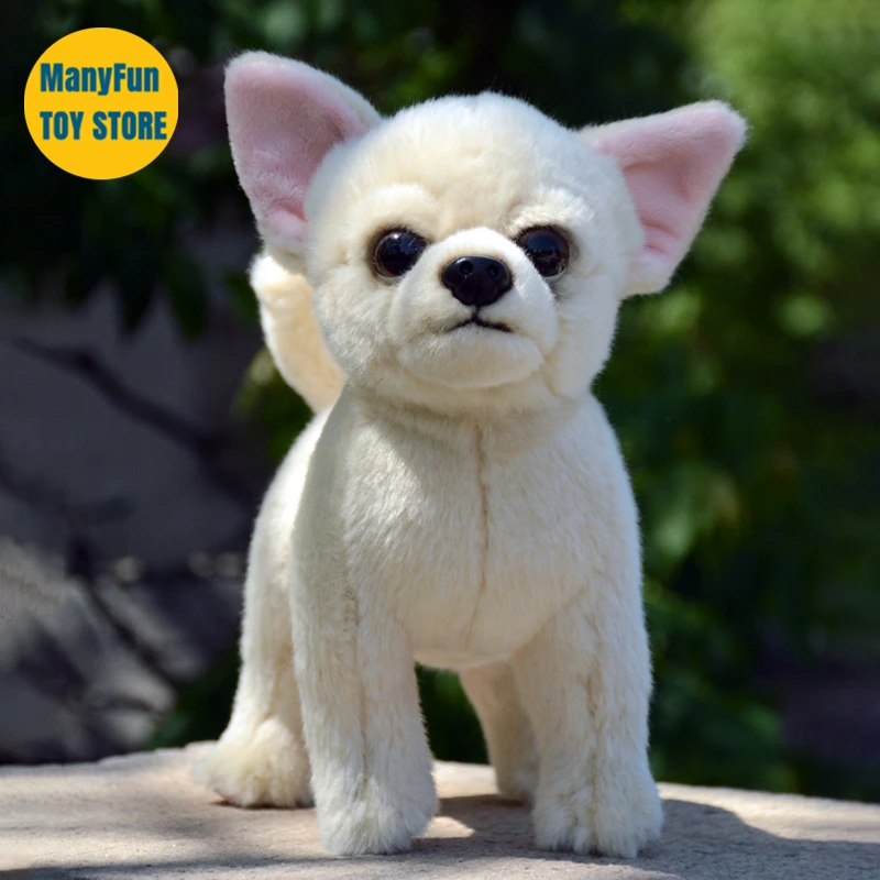 

Realistic Chihuahua Dog High Fidelity Cute Plushie Dog Plush Toys Lifelike Animals Simulation Stuffed Doll Kawai Toy Gifts Kids