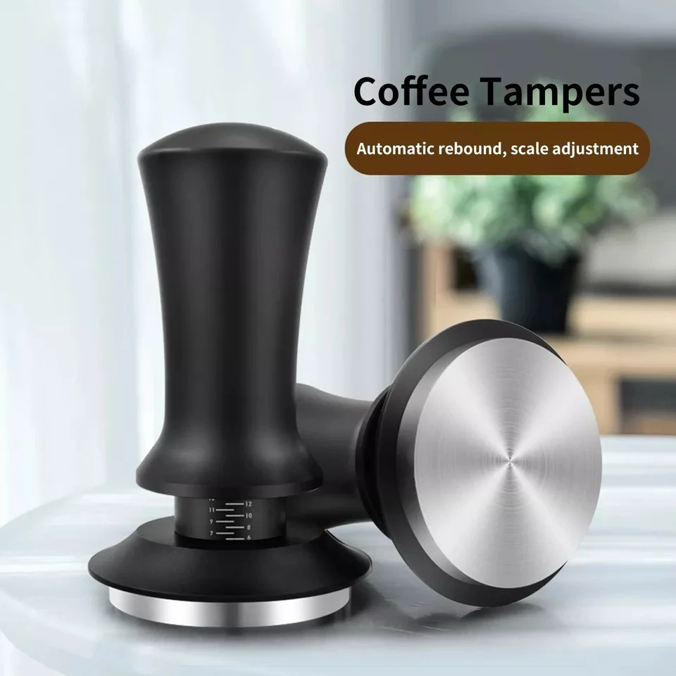 

Stainless Springs Base 49mm/53.3mm/58.5mm Tamping Flat Tamper 30lb With Coffee Steel Height Adjustable Scale Espresso Calibrated