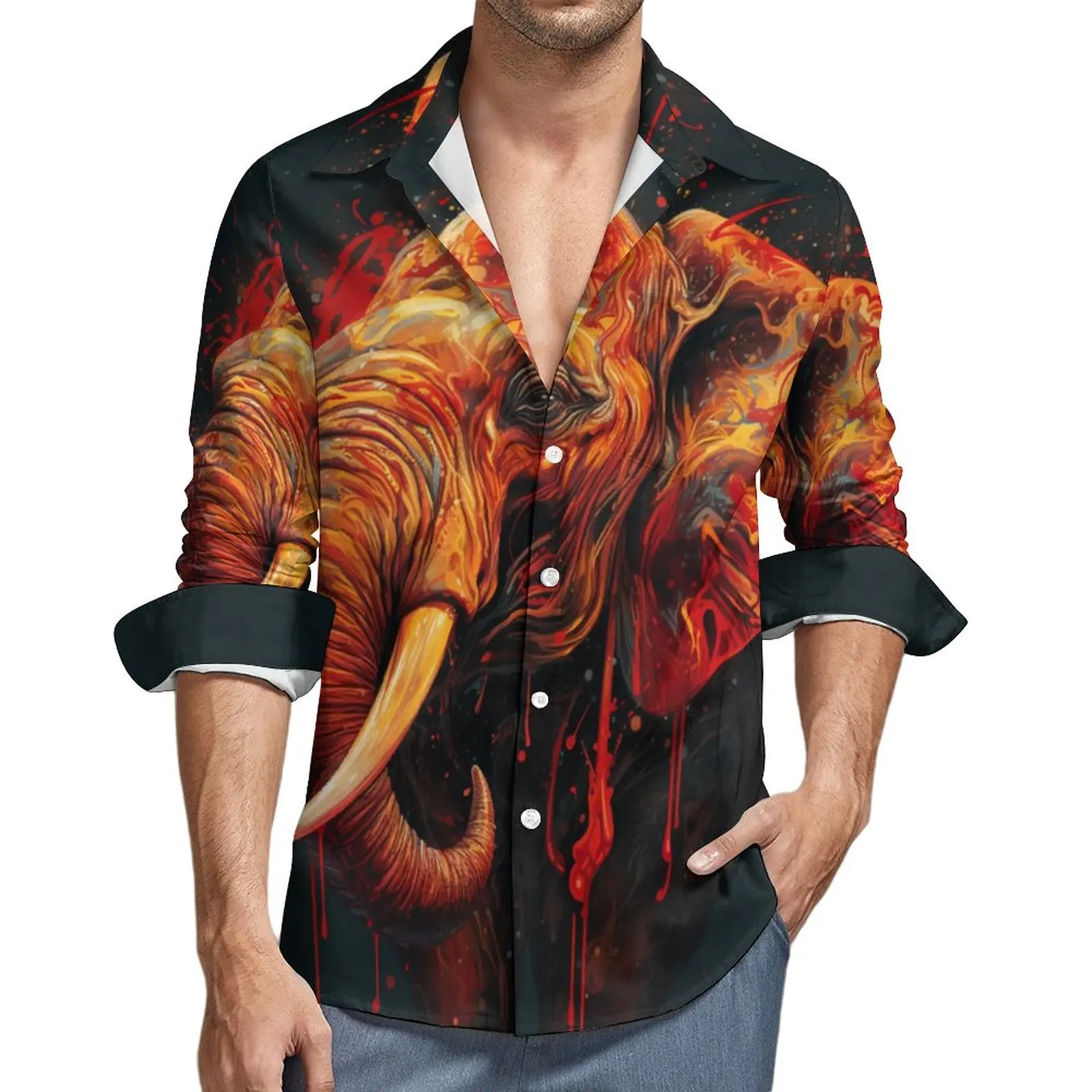 Elephant Casual Shirts Mens Realism Fantastic Grotesque Shirt Long Sleeve Retro Street Style Blouses Spring Graphic Clothes
Elephant Casual Shirts Mens Realism Fantastic Grotesque Shirt Long Sleeve Retro Street Style Blouses Spring Graphic Clothes