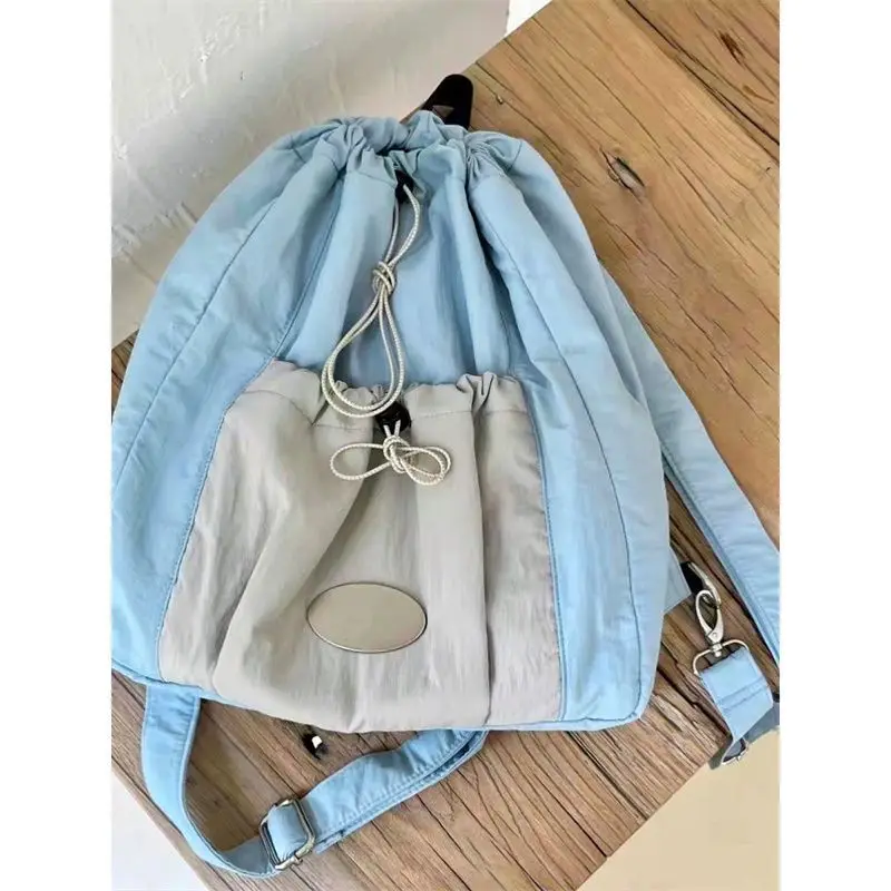 

Корейский рюкзак, нейлоновые дорожные сумки со шнурком, вместительные легкие сумки через плечо для женщин, дизайнерский рюкзак Y2k для девочек