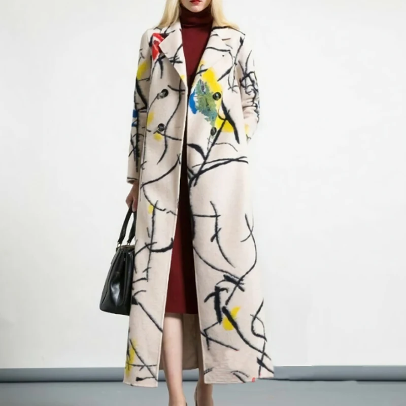 Fall Elegant Pattern Print Woolen Coats Winter Casual Long Sleeve Chic Long Overcoats Women Fashion Lapel Double-breasted Jacket
Fall Elegant Pattern Print Woolen Coats Winter Casual Long Sleeve Chic Long Overcoats Women Fashion Lapel Double-breasted Jacket