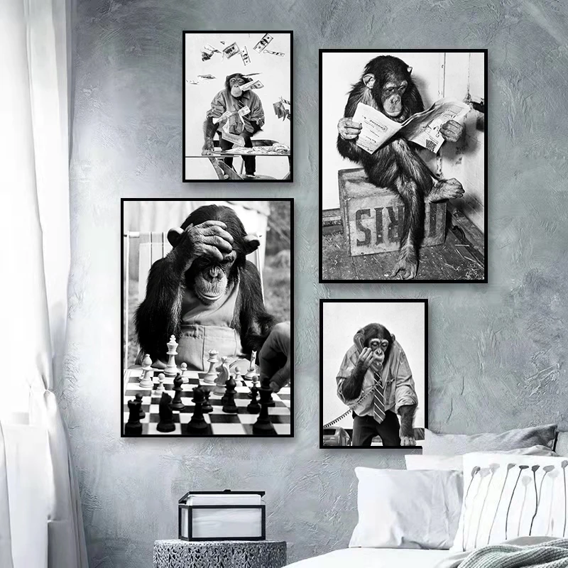 Modern Black and White Animal Monkey Posters and Prints Canvas Paintings Wall Art Pictures for Living Room Home Decoration
Modern Black and White Animal Monkey Posters and Prints Canvas Paintings Wall Art Pictures for Living Room Home Decoration