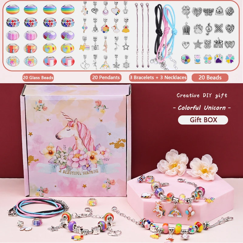 Fit Original Pandora Charms Bracelet Making Kit For Kids Unicorn Box DIY Beads Dangle Necklace Accessories Women Bijoux Set Gift
Fit Original Pandora Charms Bracelet Making Kit For Kids Unicorn Box DIY Beads Dangle Necklace Accessories Women Bijoux Set Gift