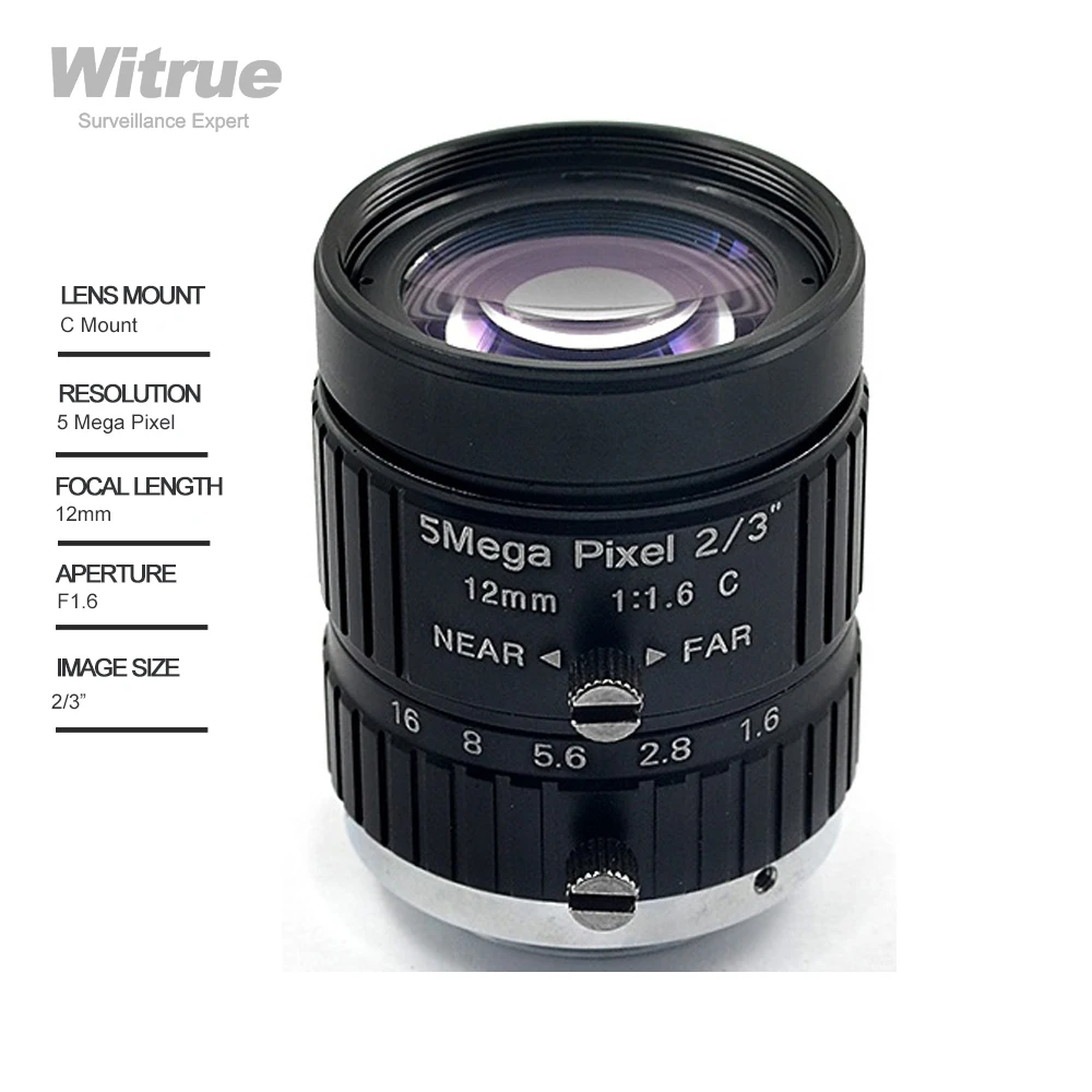 Камера видеонаблюдения Witrue HD, 5 МП, апертура 12 мм, формат изображения F1.6, 2/3 дюйма, Крепление C, промышленная безопасность, мониторинг дорог
Камера видеонаблюдения Witrue HD, 5 МП, апертура 12 мм, формат изображения F1.6, 2/3 дюйма, Крепление C, промышленная безопасность, мониторинг дорог