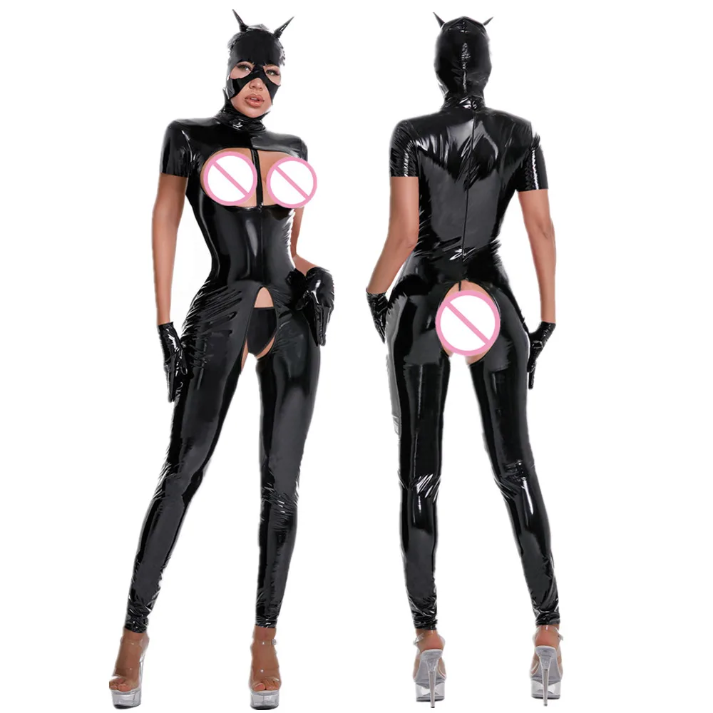 Sexy Women Faux Leather Bodysuit Open Crotch Skinny Latex Jumpsuit Teddy Lingerie Erotic Breast Exposing Crotchless Catsuit
Sexy Women Faux Leather Bodysuit Open Crotch Skinny Latex Jumpsuit Teddy Lingerie Erotic Breast Exposing Crotchless Catsuit