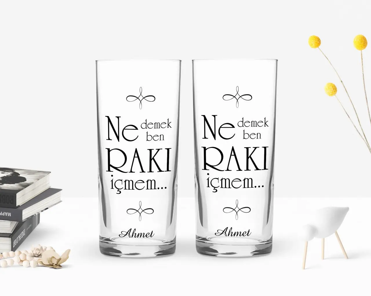

Персонализированные Цветные принты, что говорят бен раки İçmem дизайн двойной Arrack чашки Seti-1