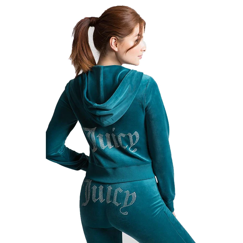 Женский Бархатный спортивный костюм JuicyTracksuit, комплект из двух предметов с брюками, Осенние костюмы из двух предметов
Женский Бархатный спортивный костюм JuicyTracksuit, комплект из двух предметов с брюками, Осенние костюмы из двух предметов