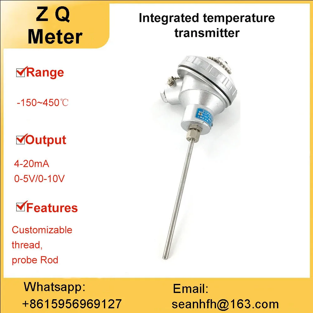 Thermal resistance pt100 temperature sensor temperature sensor integrated temperature transmitter 4-20ma module
Thermal resistance pt100 temperature sensor temperature sensor integrated temperature transmitter 4-20ma module