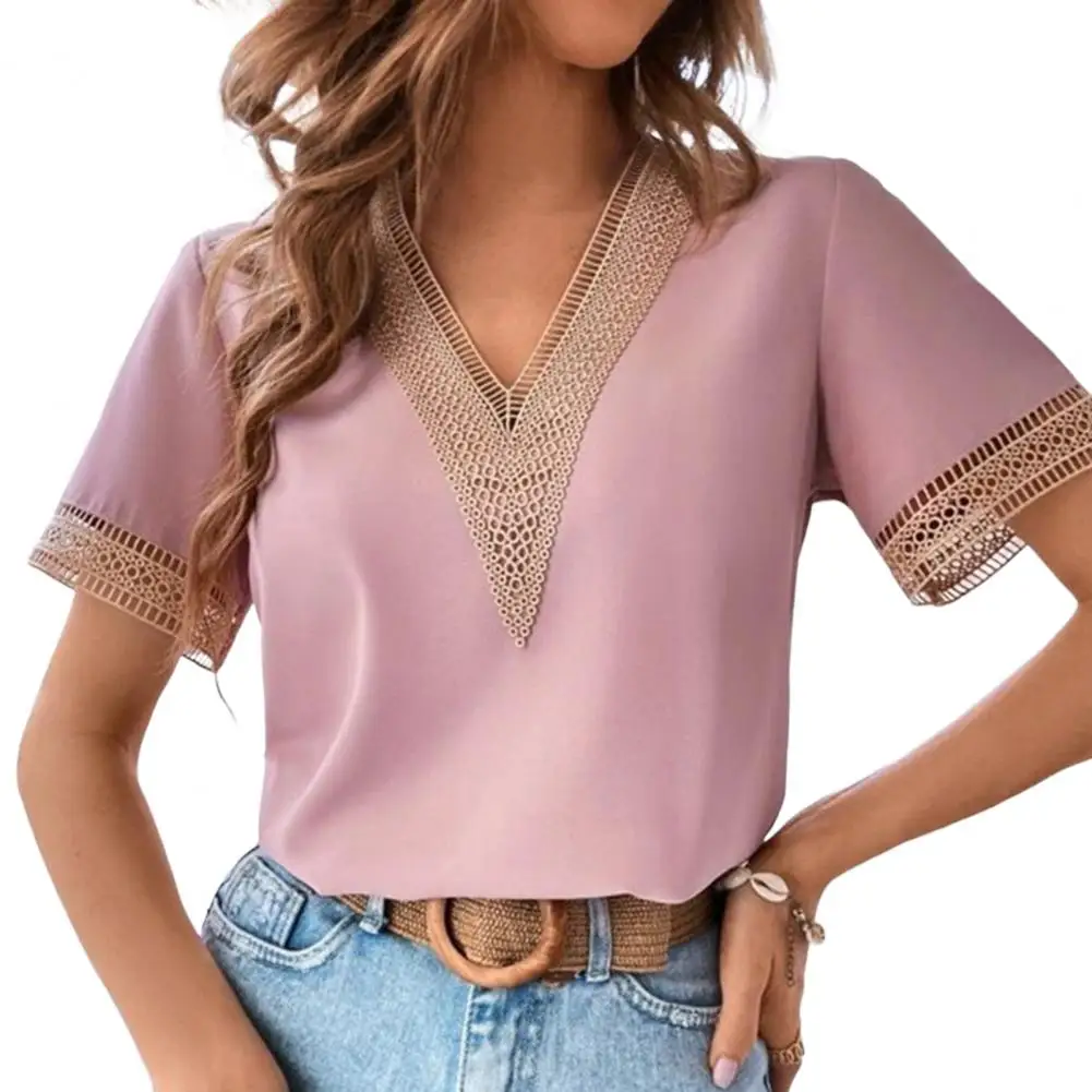 2022 Elegant Women Blouses and Shirts Casual Breathable Lace Patchwork Short Sleeve Shirt Top Women Pullover for Office
2022 Elegant Women Blouses and Shirts Casual Breathable Lace Patchwork Short Sleeve Shirt Top Women Pullover for Office