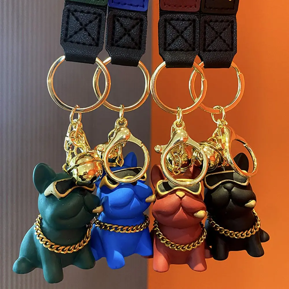 

Key Buckle Ornament Female Glasses Couple Gift Bulldog Dog Keychain Key Lanyard Car Keyring Backpack Pendant