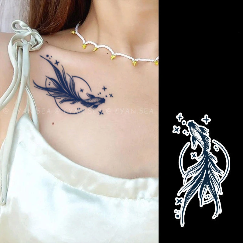 2022 New Starlight Goldfish Waterproof Juice Tattoo Stickers for Woman Man Body Arm Thigh Temporary Tattoos Fish Fake Tattoo
2022 New Starlight Goldfish Waterproof Juice Tattoo Stickers for Woman Man Body Arm Thigh Temporary Tattoos Fish Fake Tattoo