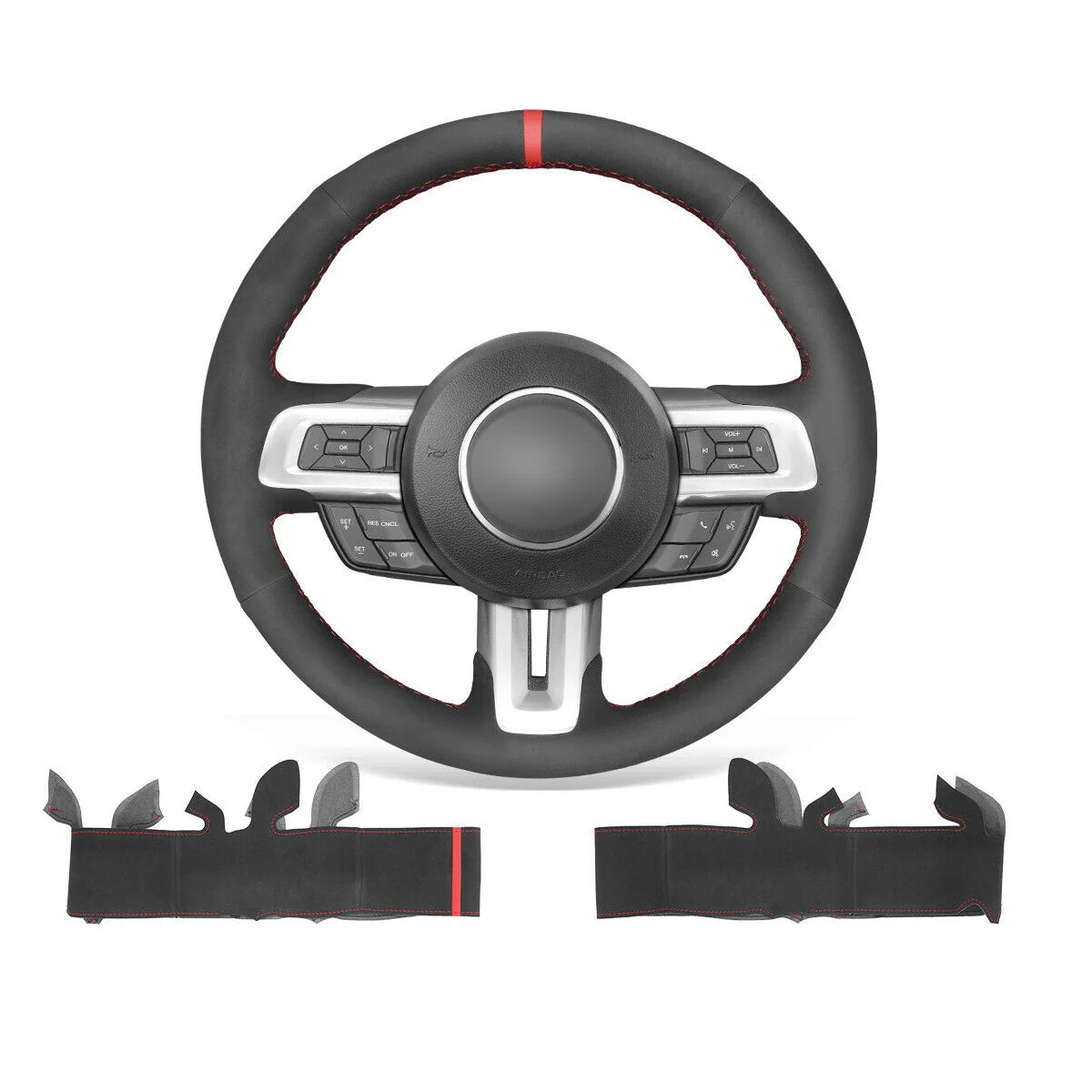 DIY Custom Hand Stitched Black Suede Steering Wheel Cover For Ford Mustang 2015-2020 Red Thread /Red Marker
DIY Custom Hand Stitched Black Suede Steering Wheel Cover For Ford Mustang 2015-2020 Red Thread /Red Marker