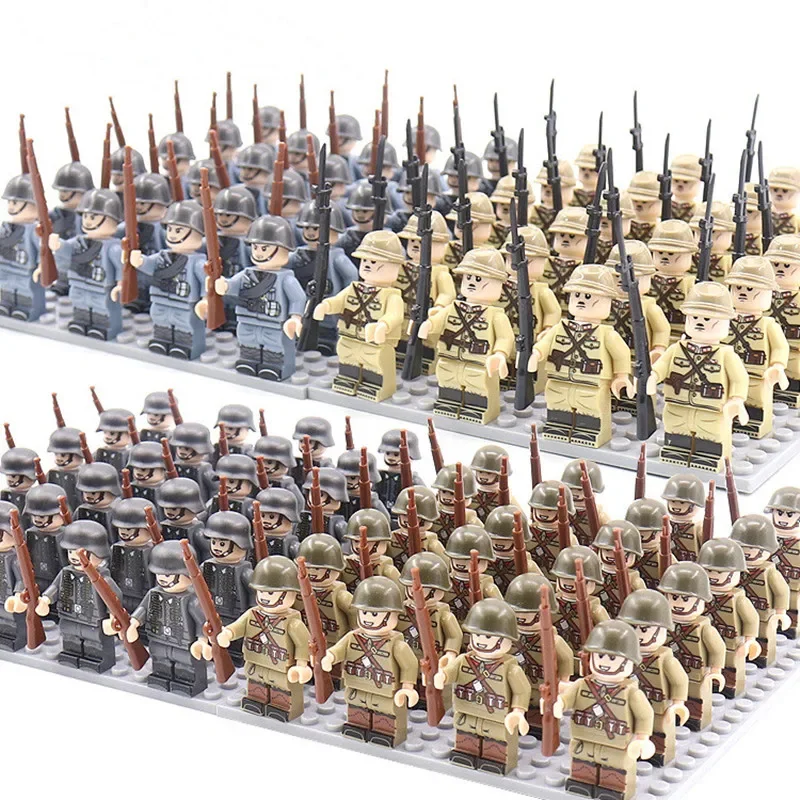 

24pcs/lot WW2 Military Soldier Array Soviet US UK China Building Blocks Bricks Figures Children's War Mini Toys Christmas Gifts