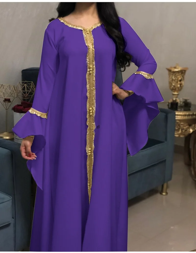 Muslim Women Maxi Dress Jalabiya Dubai Abaya Long Sleeve Golden Ribbon Islamic Clothing Robe Kaftan Moroccan Turkey Fashion
Muslim Women Maxi Dress Jalabiya Dubai Abaya Long Sleeve Golden Ribbon Islamic Clothing Robe Kaftan Moroccan Turkey Fashion