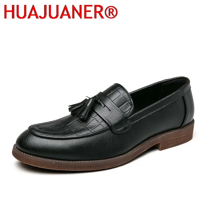 

Mens Loafers Shoes Tassel Design Business Shoes Men's Slip on Flats Formal Dress Shoes Antiskid Driving Loafer Plus Size 38- 47