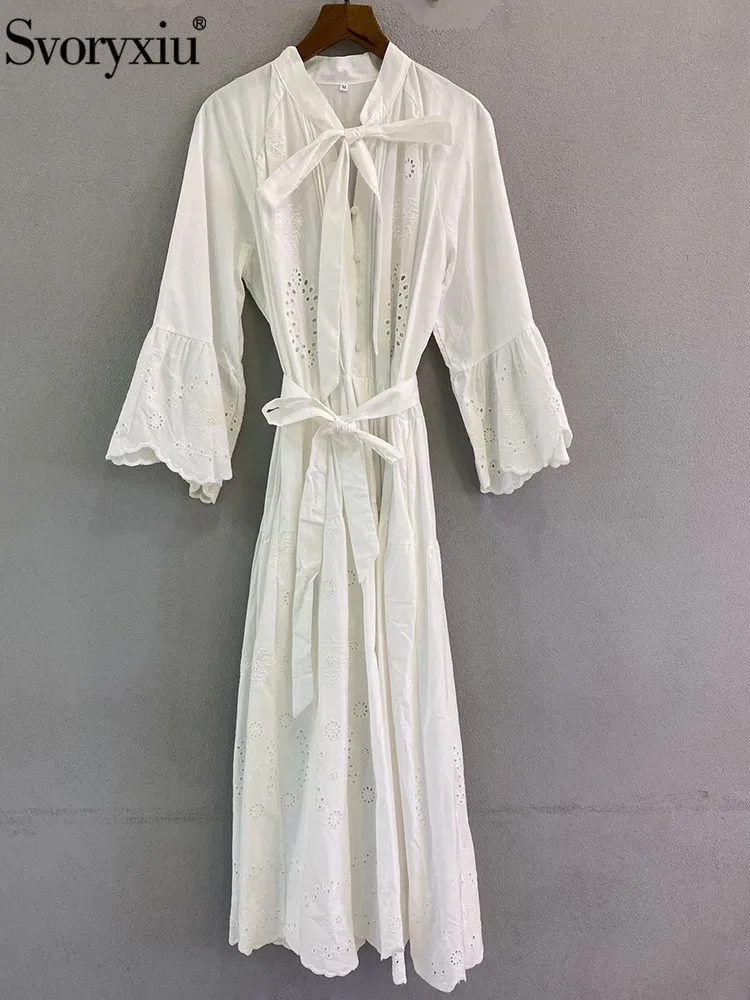 Женское длинное платье Svoryxiu, белое однобортное платье с расклешенными рукавами и оборками, вечерние платья на лето 2019 
Женское длинное платье Svoryxiu, белое однобортное платье с расклешенными рукавами и оборками, вечерние платья на лето 2019