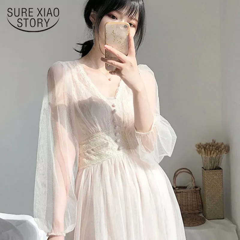 Elegant Button A-Line Vestidos Spring White Dress Women 2022 Autumn Puff Sleeve Empire V-Neck Lace Voile Mesh Dresses Chic 8126
Elegant Button A-Line Vestidos Spring White Dress Women 2022 Autumn Puff Sleeve Empire V-Neck Lace Voile Mesh Dresses Chic 8126