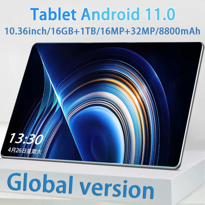 

Глобальная версия новый планшет 10,36 дюймов планшет Android 16GB + 1TB ROM 16MP + 32MP сеть 8800mAh Android 11 Wifi Bluetooth Две SIM-карты