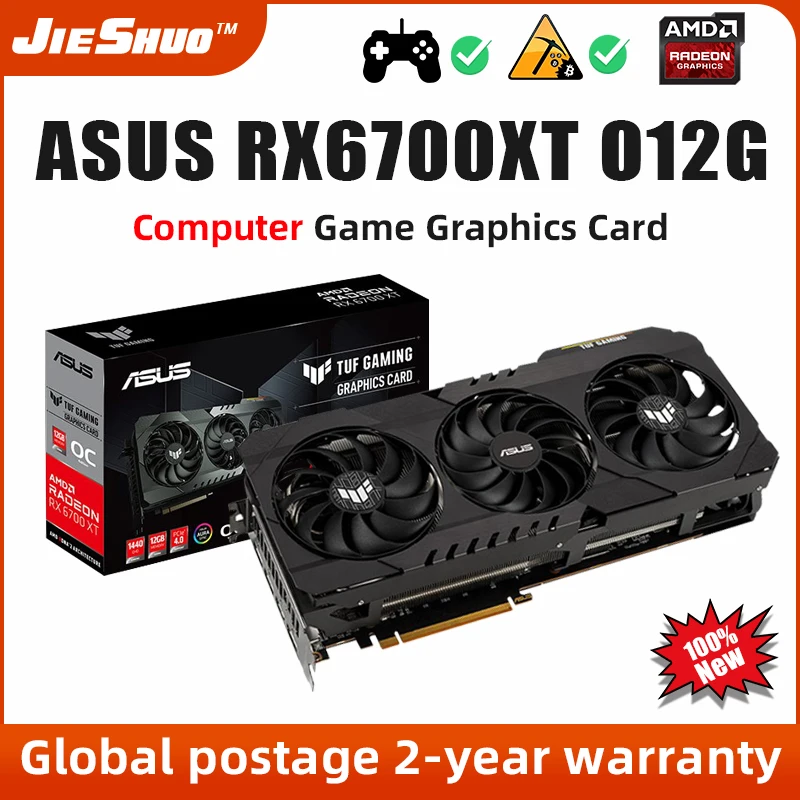 

Новая видеокарта AMD ASUS TUF-RX6700XT-O12G-GAMING GDDR6, Настольная компьютерная игровая видеокарта