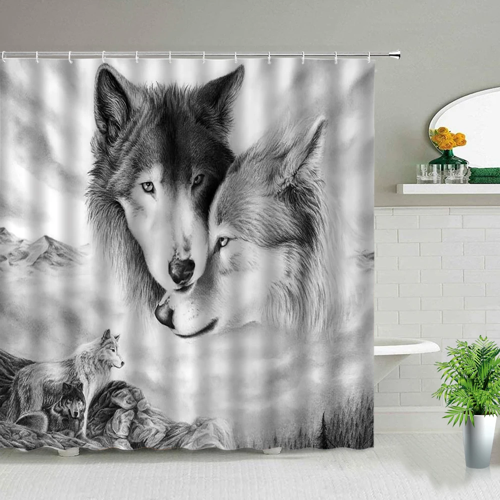 Wolf Couple Print Shower Curtain Animal Beast Bathroom Decor Waterproof Polyester Fabric Bathtub Partition Cloth Curtains 
Wolf Couple Print Shower Curtain Animal Beast Bathroom Decor Waterproof Polyester Fabric Bathtub Partition Cloth Curtains