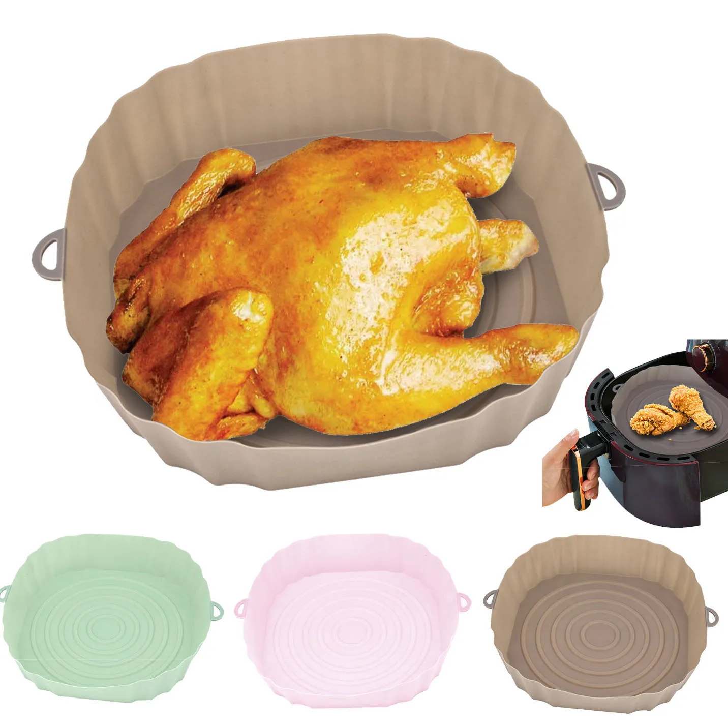 Silicone Air Fryer Basket Airfryer Oven Mold Baking Tray Pizza Fried Chicken Basket Reusable Pan Liner Accessories
Silicone Air Fryer Basket Airfryer Oven Mold Baking Tray Pizza Fried Chicken Basket Reusable Pan Liner Accessories
