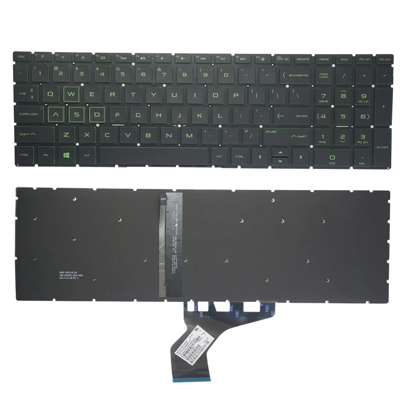 Новая клавиатура US для HP 15-DA 15-CX 15-CS 15-DK 15-DF 15-CR 15t-da0000 с подсветкой зеленый белый