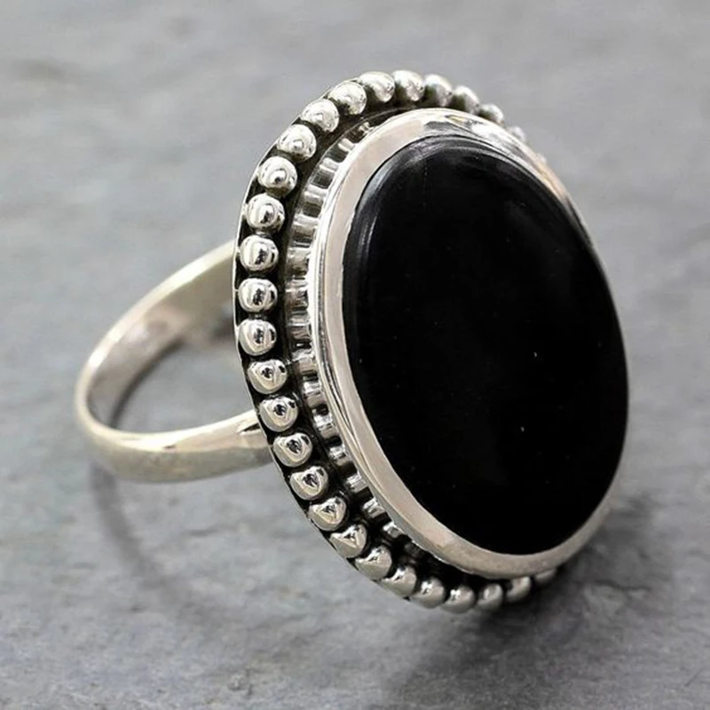 High Quality Antique Silver Plated Women Ring Christmas New Black Round Onyx s Fine Jewelry Drop Shipping
High Quality Antique Silver Plated Women Ring Christmas New Black Round Onyx s Fine Jewelry Drop Shipping