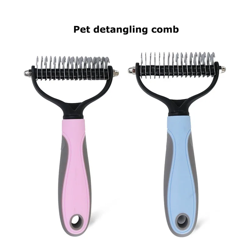 

Pets Detangling Comb Dog Grooming Shedding Tools Pet Cat Hair Removal Comb Brush Double Sided Pet Products Suppliers