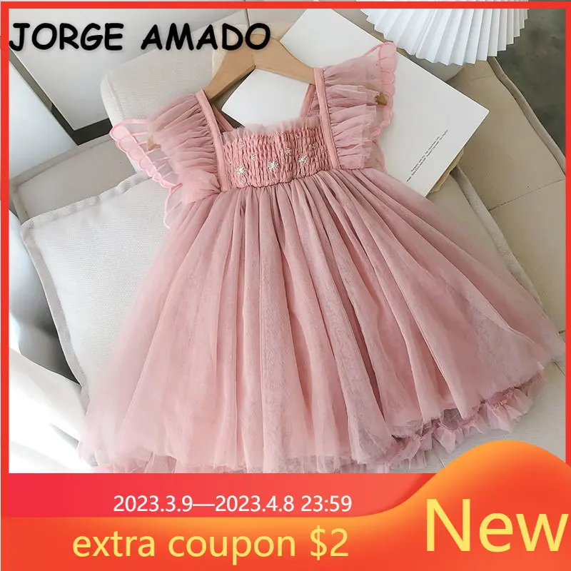 Summer Dress for Kid Girl Square Collar Short Flare Sleeves Pink Open Back Butterfly Style Mesh Dress Children Clothing E6314
Summer Dress for Kid Girl Square Collar Short Flare Sleeves Pink Open Back Butterfly Style Mesh Dress Children Clothing E6314
